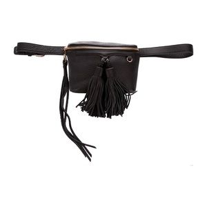 REBECCA MINKOFF Black Leather Tassel Belt Bag NWT